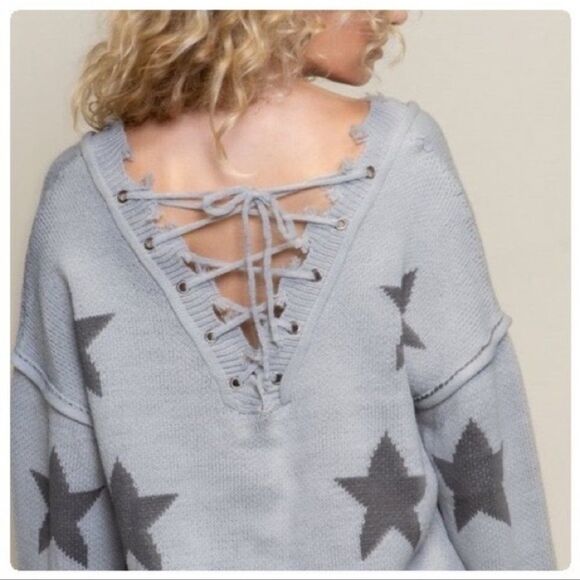 𝅺bohemian sweater with Lace up front and back. - Picture 9 of 15